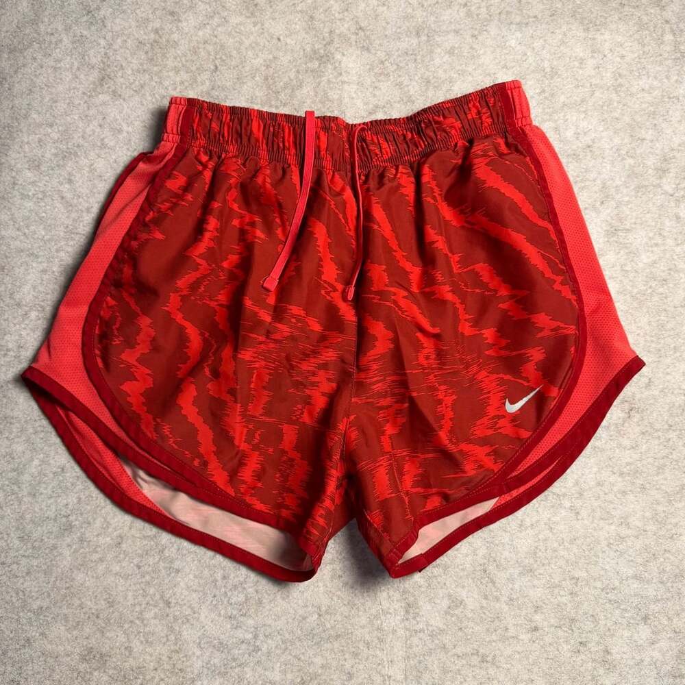 Nike Dri-Fit Running Shorts Size S Red Patterned Activewear